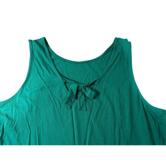 Banana Republic Green Designer Tee Sleeveless Blouse Sz XL Back V Bow Cotton - Picture 5 of 7